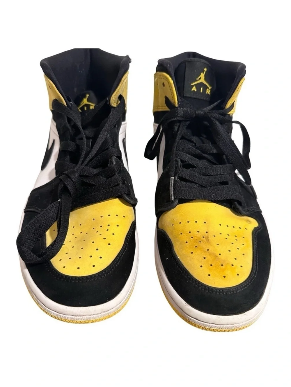 Air Jordan 1 Mid SE Yellow Toe Black Sneakers Retro Special Edition- Size US 8.5